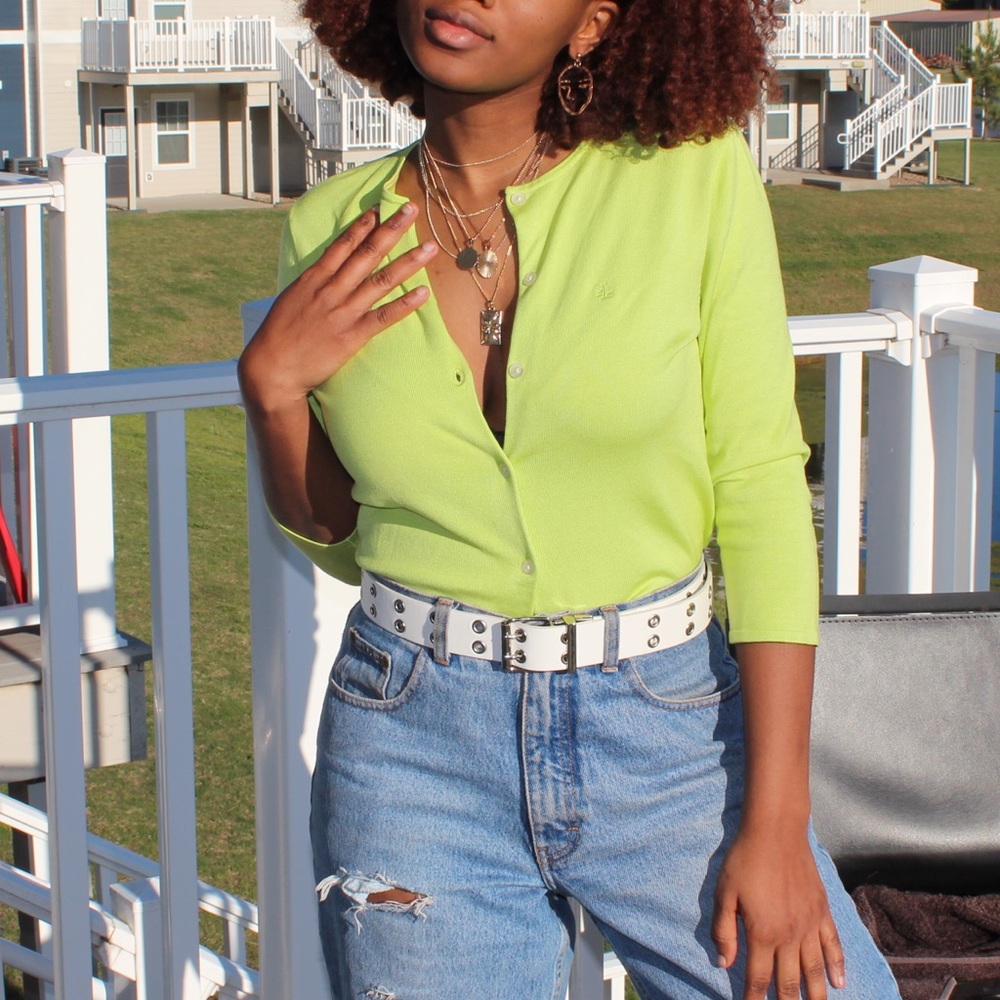 Slime green button down cardigan